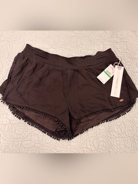 O'Neill Black Pom-Pom Trim Lounge Shorts